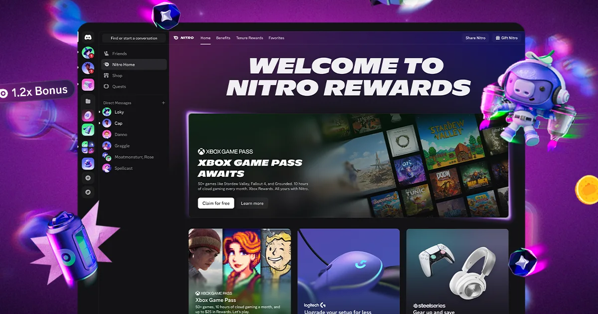 Discord launches Nitro Rewards, giving subscribers access to the base tier